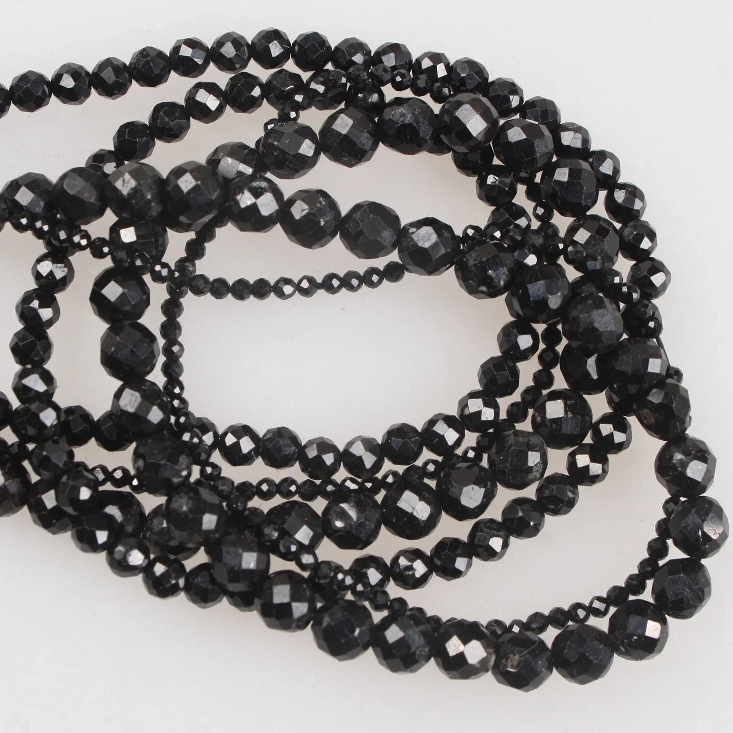 Natural Stone Beads High-light Faceted Black Tourmaline Small Faceted Loose Beads 2 3 6 8mm For Bracelet Necklace Jewelry Making