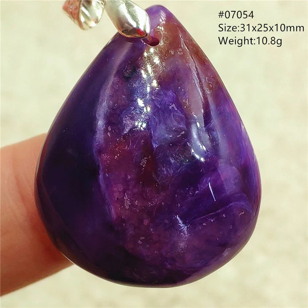 Natural Purple Charoite Water Drop Gemstone Pendant Women Men Charoite Bead Best Necklace Jewelry 925 Sterling Silver AAAAAA