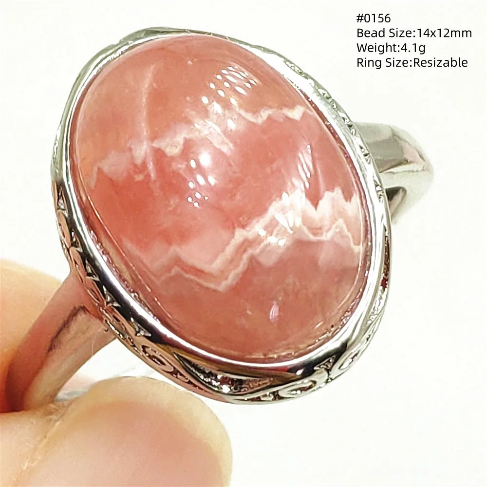 Natural Rose Rhodochrosite Ring Adjustable Ring Jewelry Woman Men Love Red Rhodochrosite Bead Healing Stone AAAAAA