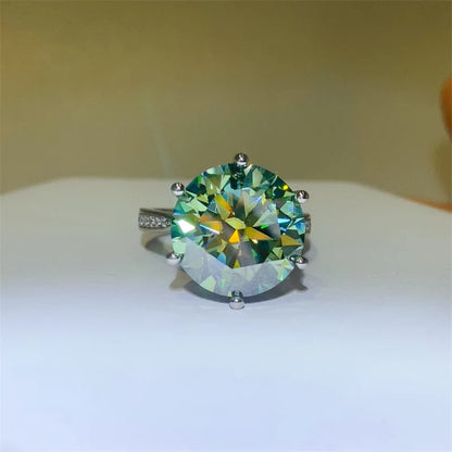 5/10 Carat Green Moissanite Rings High Grade s925 Silver Moissanita Gemstone Plate Au750 Wedding Ring Jewelry Pass Diamond Test