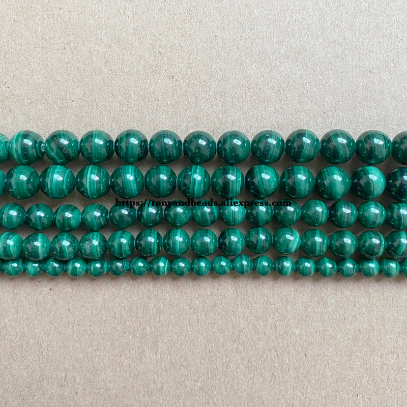 Genuine Semi-precious Natural Zambia Green Malachite Stone Round Loose Beads 4 6 8 10 12MM Pick Size Jewelry Making