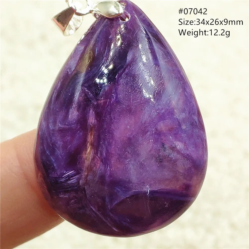 Natural Purple Charoite Pendant Necklace Jewelry Women 925 Sterling Silver Rare Gift Charoite Bead AAAAA