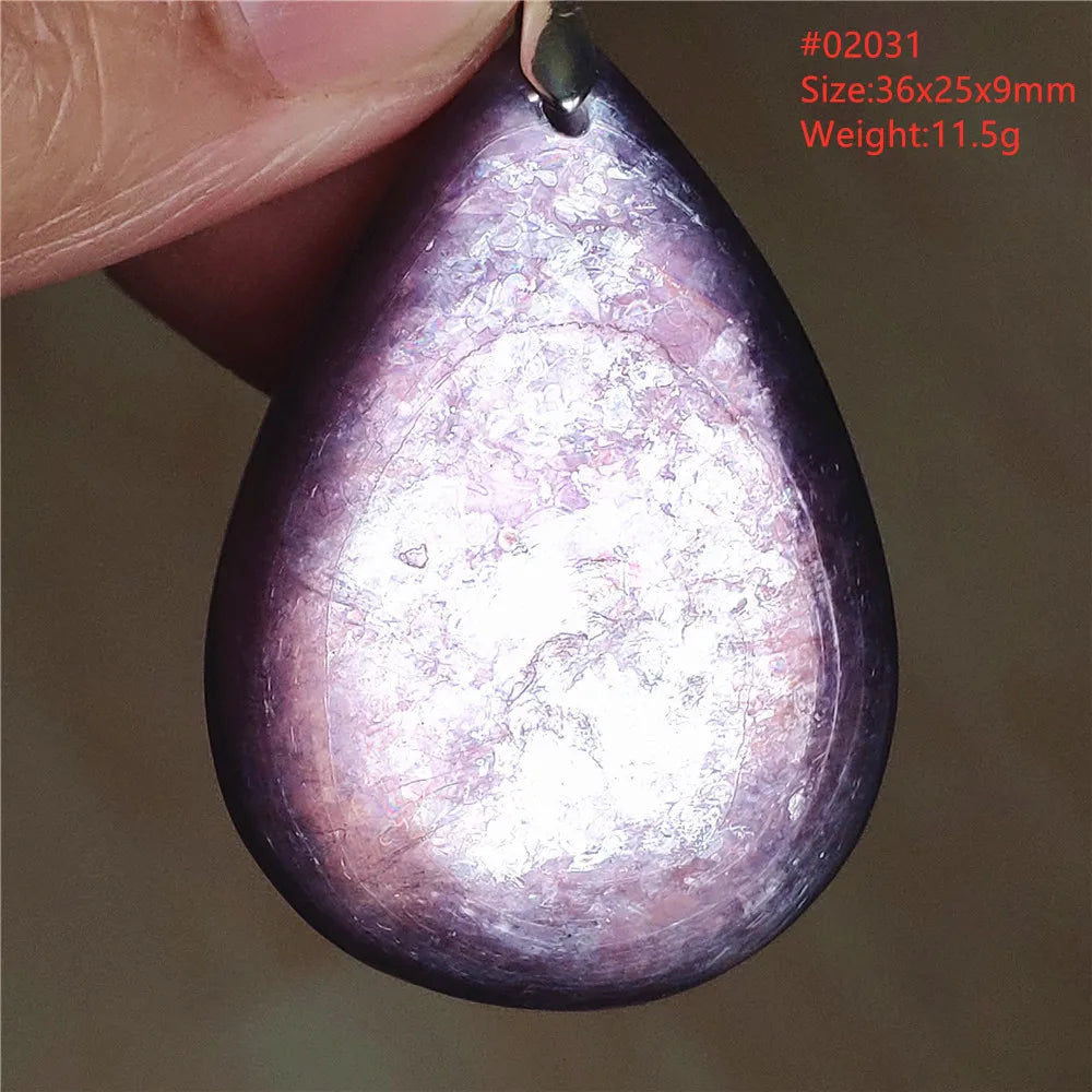 Natural Purple Lepidolite Quartz Tourmaline Mica Pendant Flash Woman Men Heart Love Fashion Jewelry AAAAAA