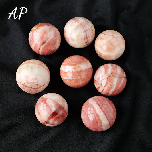 1PC Natural Healing Crystal Stone Polished Red Rhodochrosite Quartz Sphere Pork Stone Crystal Ball Home Decoration