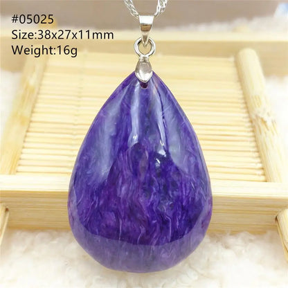 Natural Purple Charoite Pendant Necklace Jewelry Women 925 Sterling Silver Rare Gift Charoite Bead AAAAA