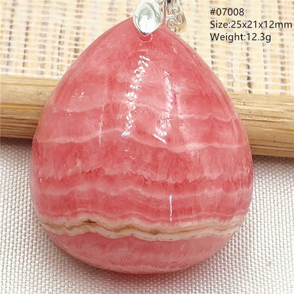 Natural Rose Rhodochrosite Pendant Heart Red Rhodochrosite Love Bead Pendant Necklace Women Rare Rose Necklace AAAAA