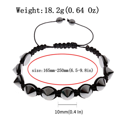 Pulsera de cuentas de piedra de hematita negra con 7 estilos de abalorios, joyería para hombres, pulsera tejida magnética para el cuidado de la salud para mujeres, regalo