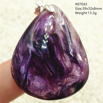 Natural Purple Charoite Pendant Necklace Jewelry Women 925 Sterling Silver Rare Gift Charoite Bead AAAAA