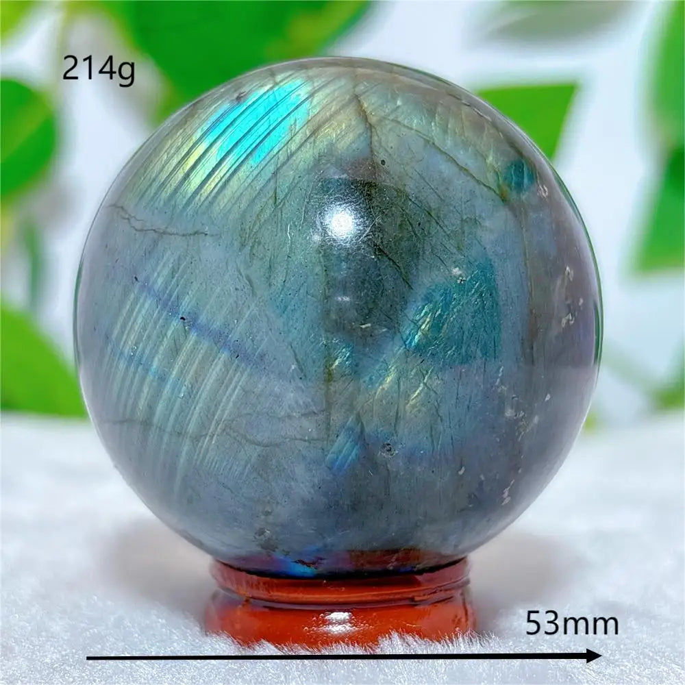 Labradorite Sphere Ball Crystal Natural Stone Quartz Home Decoration Minerals Reiki Craft Gemstone Energy Healing Love +Stand