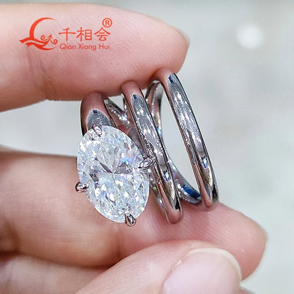 5ct 8*12mm oval shape 3 Circle Snake Ring  D vvs white moissanite S925 Sterling Silver Jewelry Engagement Ladies