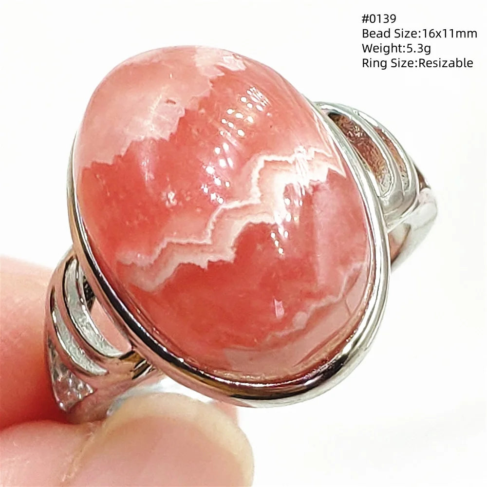 Natural Rose Rhodochrosite Ring Adjustable Ring Jewelry Woman Men Love Red Rhodochrosite Bead Healing Stone AAAAAA