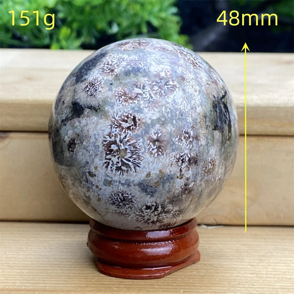 1pcNatural Green Cherry Blossom Stone Agate Gem Energy Sphere Healing Reiki Crystal Ball Garden Aquarium Home Decor Holiday Gift