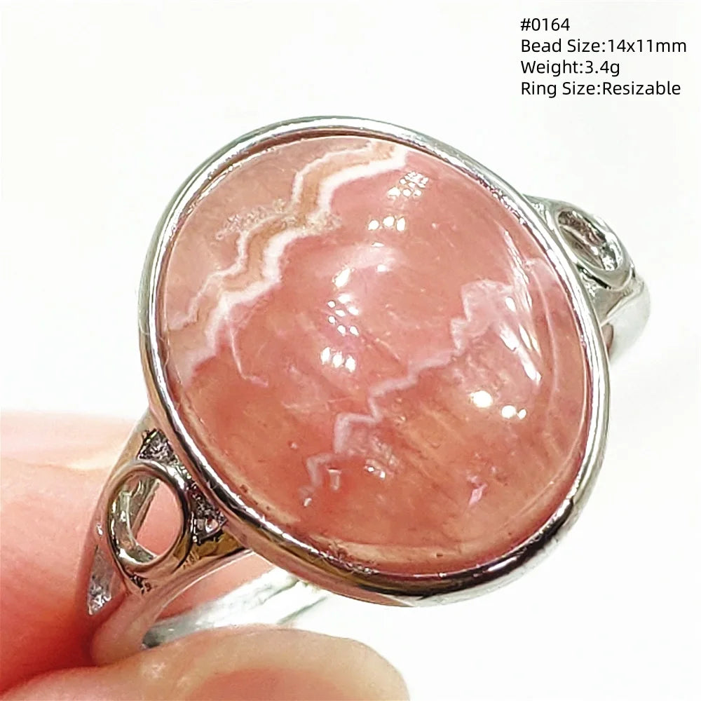 Natural Rose Rhodochrosite Ring Adjustable Ring Jewelry Woman Men Love Red Rhodochrosite Bead Healing Stone AAAAAA