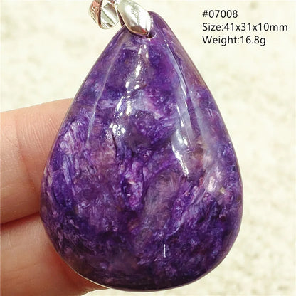 Natural Purple Charoite Pendant Necklace Jewelry Women 925 Sterling Silver Rare Gift Charoite Bead AAAAA