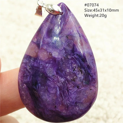 Natural Purple Charoite Water Drop Gemstone Pendant Women Men Charoite Bead Best Necklace Jewelry 925 Sterling Silver AAAAAA