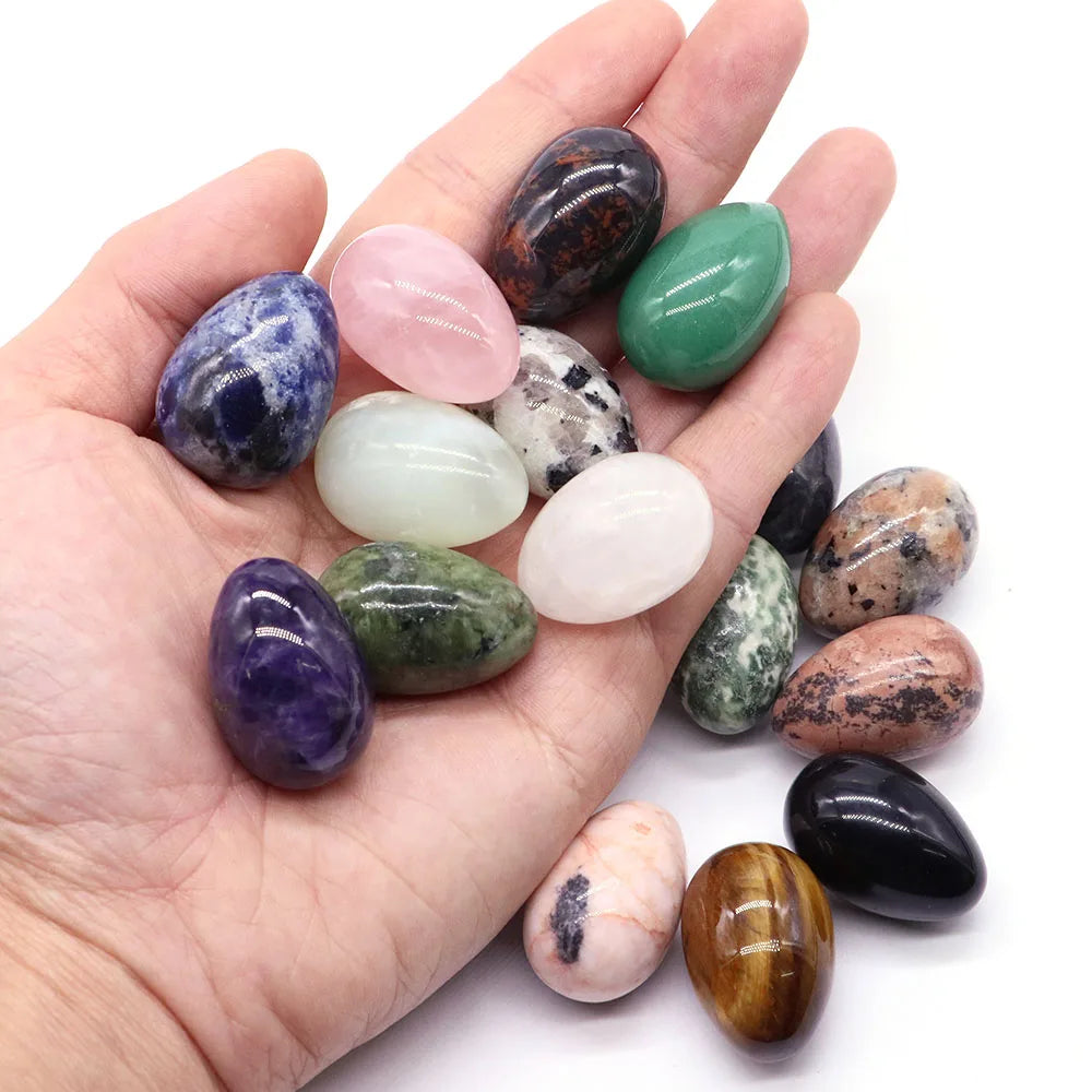 30x20mm Easter Eggs Natural Stone Chakra Yoga Reiki Energy Amethyst Quartz Jasper Opalite Mineral Specimen Home Decor Gift