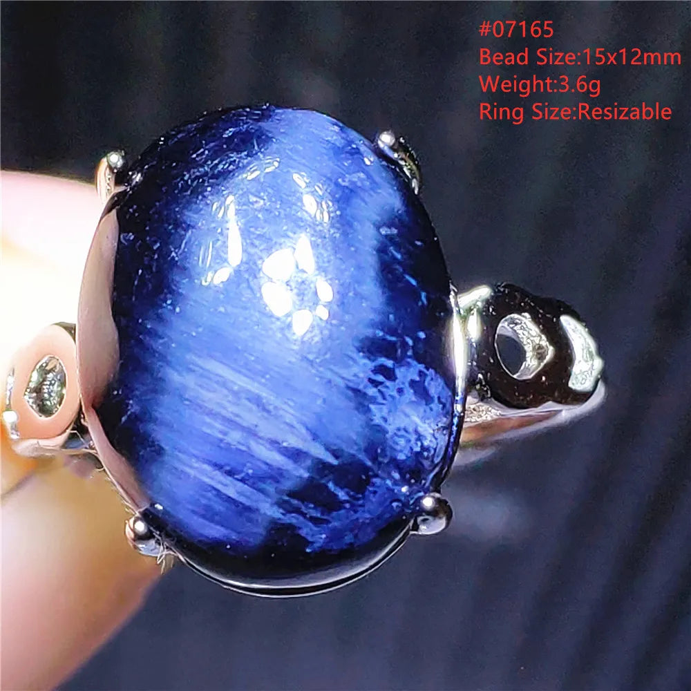 Natural Blue Pietersite Oval Adjustable Ring Women Jewelry Chatoyant Beads Namibia Jewelry Yellow Petersite Stone AAAAA