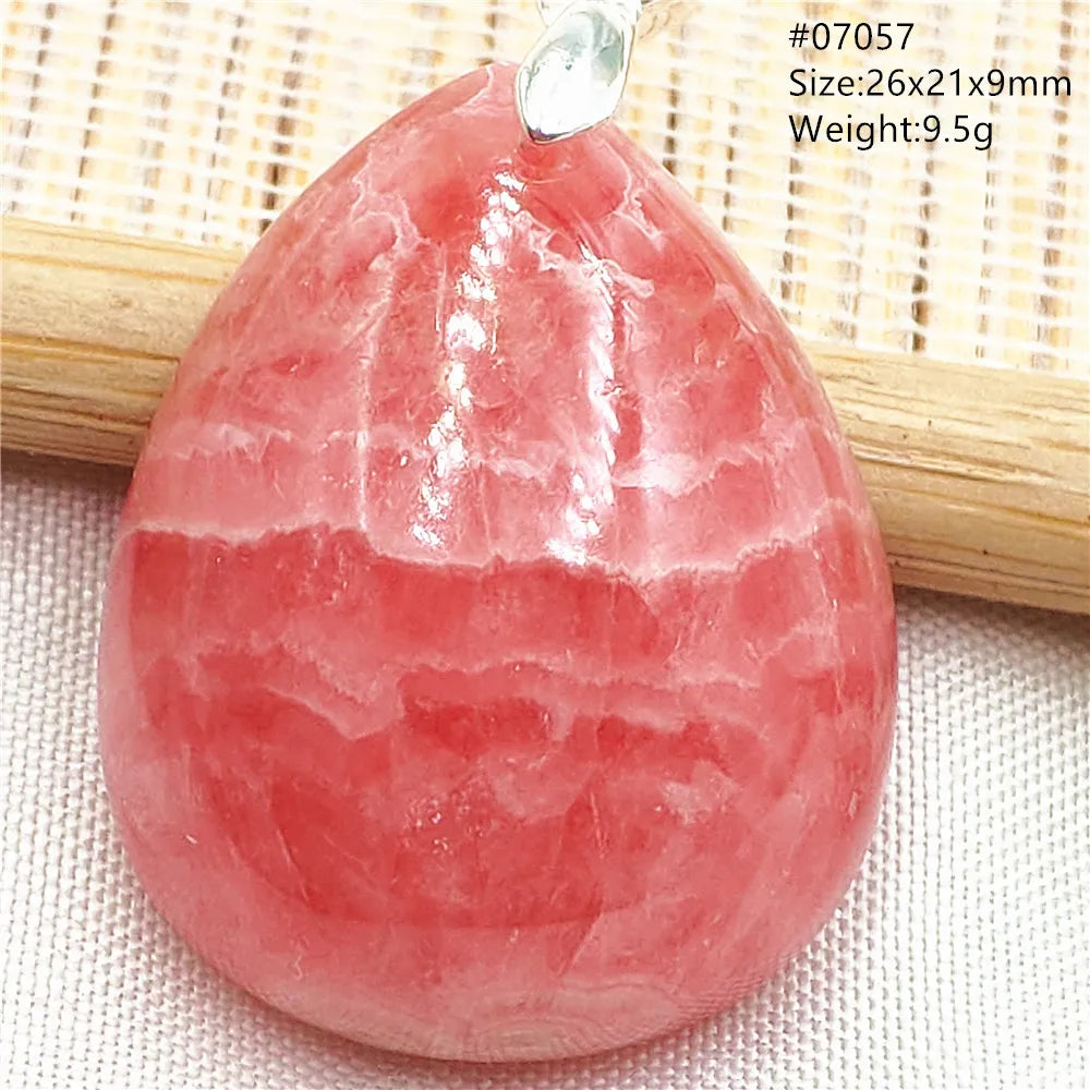 Natural Red Argentina Rhodochrosite Pendant Necklace Rose Rhodochrosite Heart Pendant Women Men Necklace AAAAA