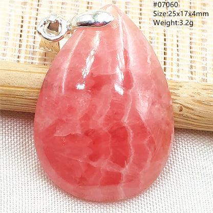 Natural Red Argentina Rhodochrosite Pendant Necklace Rose Rhodochrosite Heart Pendant Women Men Necklace AAAAA