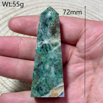 Natural Crystal Dioptase Tower Pyrite Healing Wholesale Gemstone Energy Polished Obelisk Precious Gift