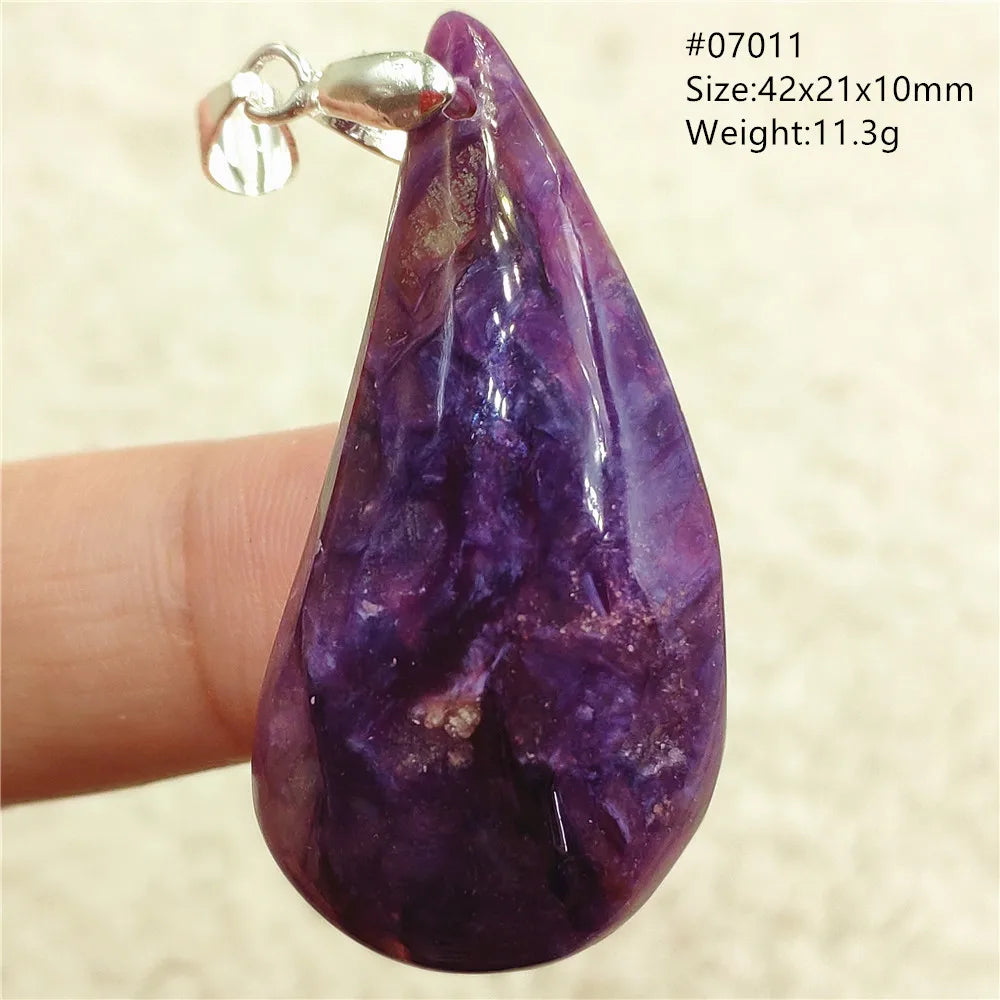 Natural Purple Charoite Pendant Necklace Jewelry Women 925 Sterling Silver Rare Gift Charoite Bead AAAAA