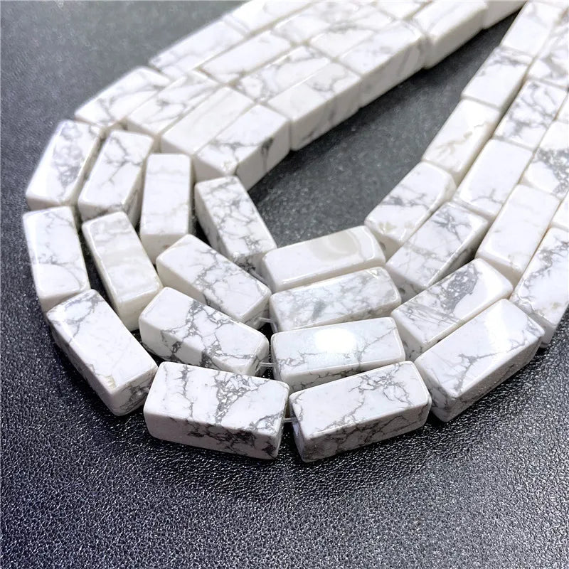 Cuentas de tubo cuadradas de piedra natural de 8 x 20 mm, cuentas de piedra rectangulares de lapislázuli y sodalita, cuentas espaciadoras sueltas para hacer joyas DIY