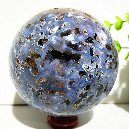 Esfera de cristal de jaspe oceânico de pedra natural Meditação Espírito Exorcismo Feng Shui Bola Decoração de quarto de casa Cura Reiki