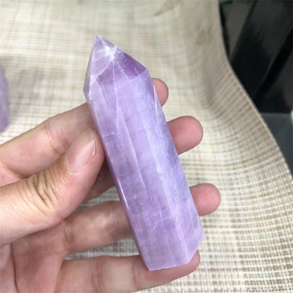 Natural Stones Purple Kunzite Wand Point Polished Quartz Crystal Healing Reiki Gemstones Tower Home Decoration