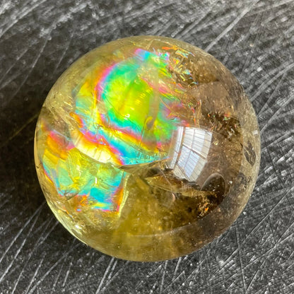 Natural Stone Citrine Crystal Ball Rainbow Quartz Sphere Polished Rock Reiki Healing