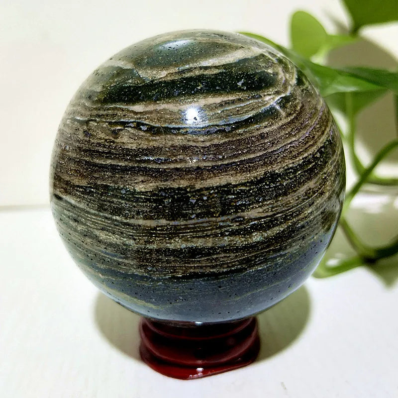 Esfera de cristal de jaspe oceánico de piedra natural, bola de Feng Shui para meditación, exorcismo espiritual, decoración de la habitación del hogar, curación Reiki