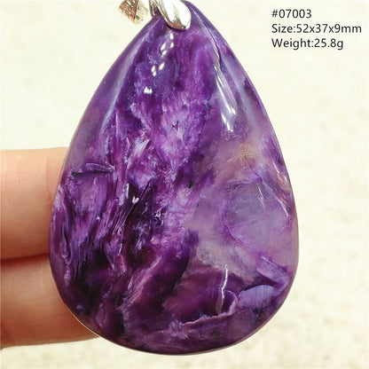 Natural Purple Charoite Pendant Necklace Jewelry Women 925 Sterling Silver Rare Gift Charoite Bead AAAAA