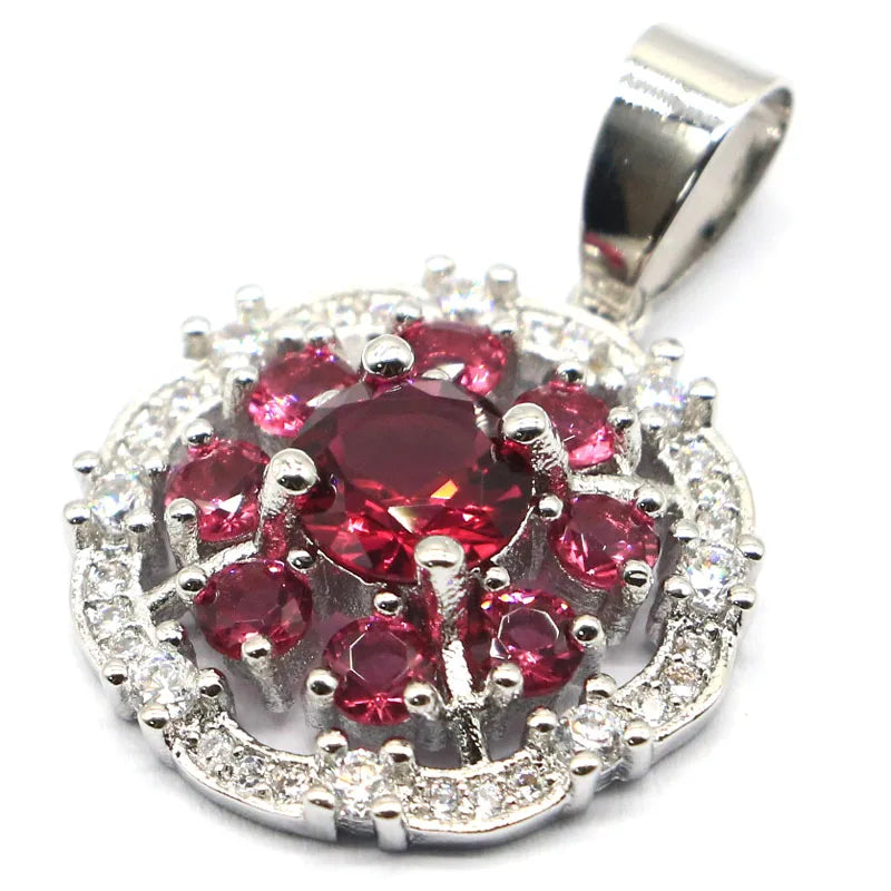 Compre 2 e leve 1 grátis 29x20mm Pretty Pink Raspberry Rhodolite Garnet White CZ Pingente de prata para uso diário feminino