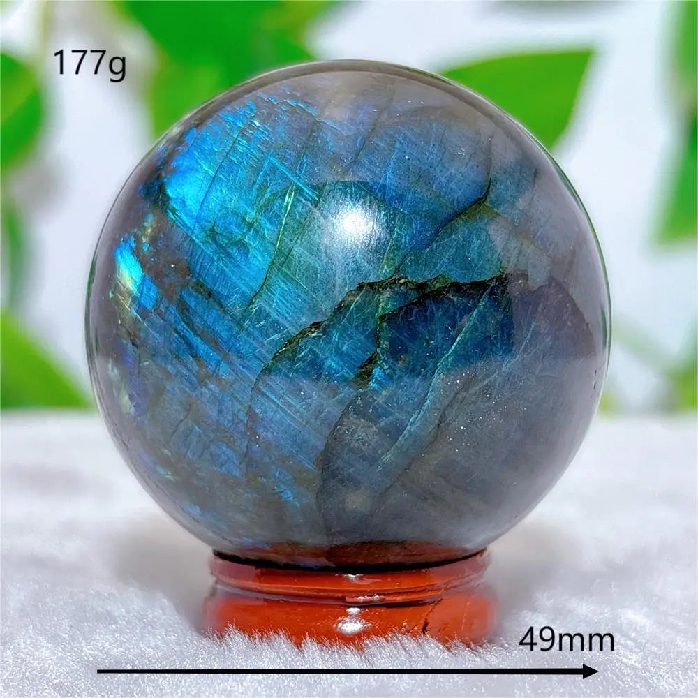 Labradorite Sphere Ball Crystal Natural Stone Quartz Home Decoration Minerals Reiki Craft Gemstone Energy Healing Love +Stand