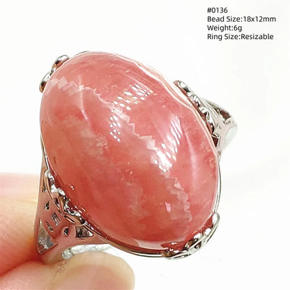 Natural Rose Rhodochrosite Ring Adjustable Ring Jewelry Woman Men Love Red Rhodochrosite Bead Healing Stone AAAAAA