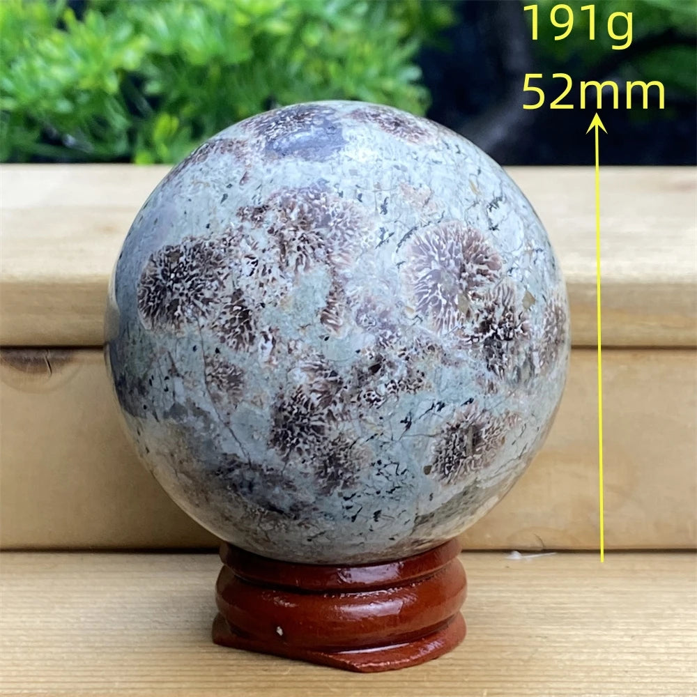 1pcNatural Green Cherry Blossom Stone Agate Gem Energy Sphere Healing Reiki Crystal Ball Garden Aquarium Home Decor Holiday Gift