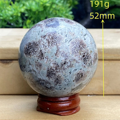 1pcNatural Green Cherry Blossom Stone Agate Gem Energy Sphere Healing Reiki Crystal Ball Garden Aquarium Home Decor Holiday Gift