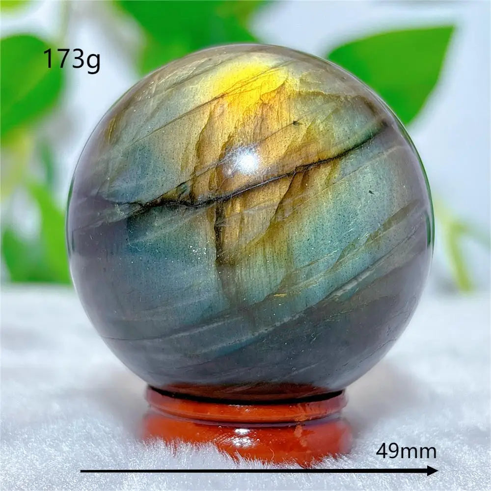 Labradorite Sphere Ball Crystal Natural Stone Quartz Home Decoration Minerals Reiki Craft Gemstone Energy Healing Love +Stand