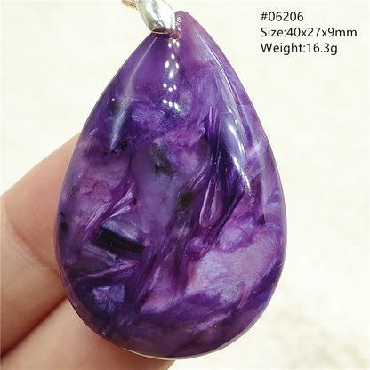 Natural Purple Charoite Water Drop Gemstone Pendant Women Men Charoite Bead Best Necklace Jewelry 925 Sterling Silver AAAAAA