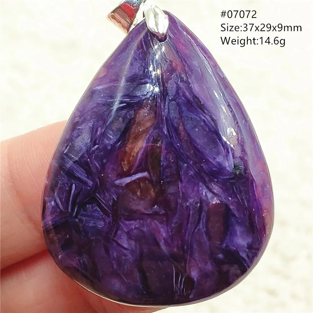 Natural Purple Charoite Water Drop Gemstone Pendant Women Men Charoite Bead Best Necklace Jewelry 925 Sterling Silver AAAAAA