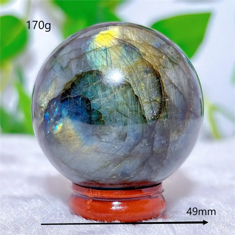 Labradorite Sphere Ball Crystal Natural Stone Quartz Home Decoration Minerals Reiki Craft Gemstone Energy Healing Love +Stand