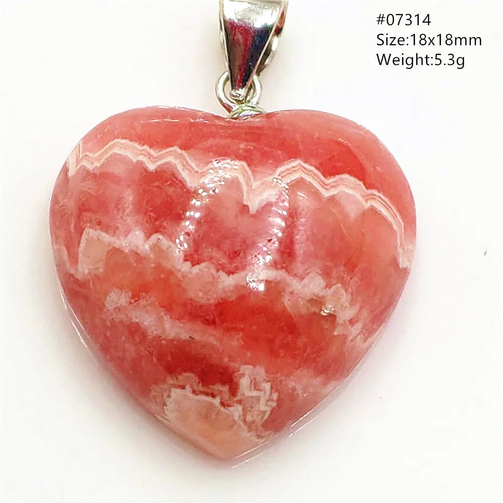 Natural Rose Rhodochrosite Pendant Heart Red Rhodochrosite Love Bead Pendant Necklace Women Rare Rose Necklace AAAAA