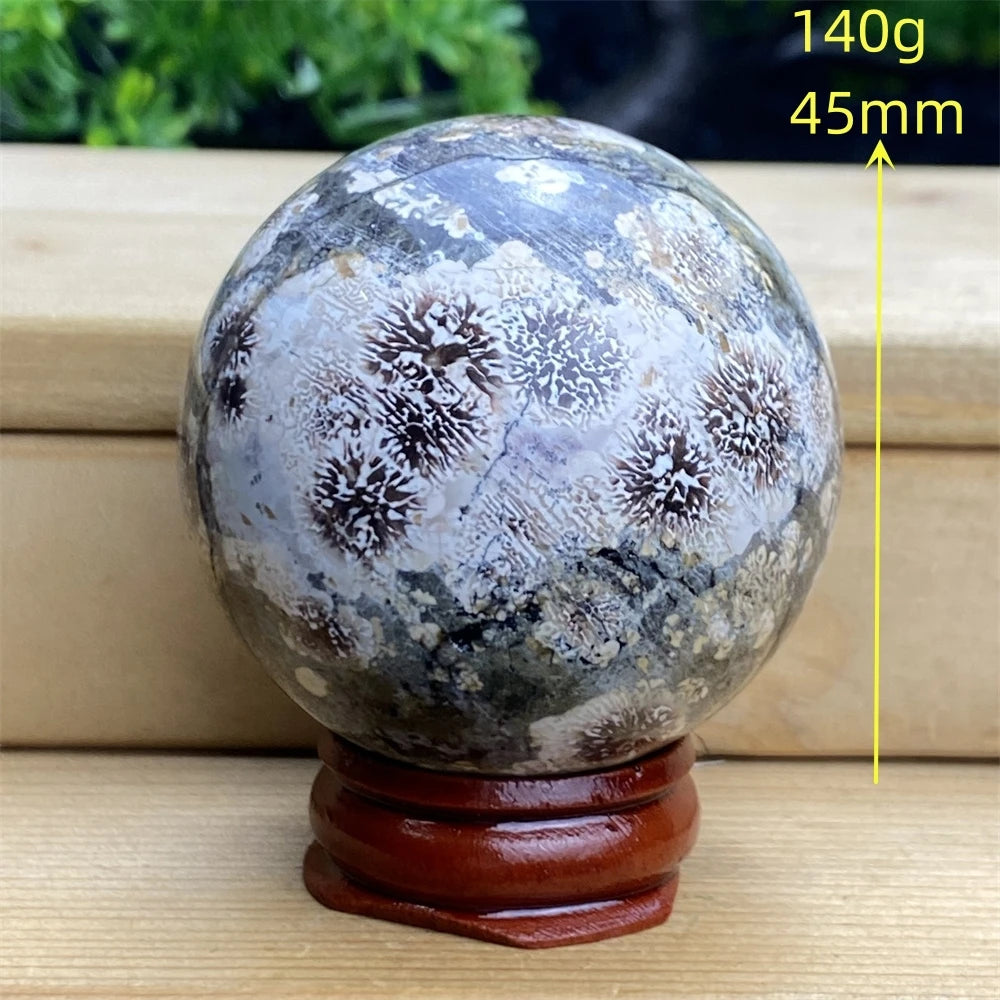 1pcNatural Green Cherry Blossom Stone Agate Gem Energy Sphere Healing Reiki Crystal Ball Garden Aquarium Home Decor Holiday Gift