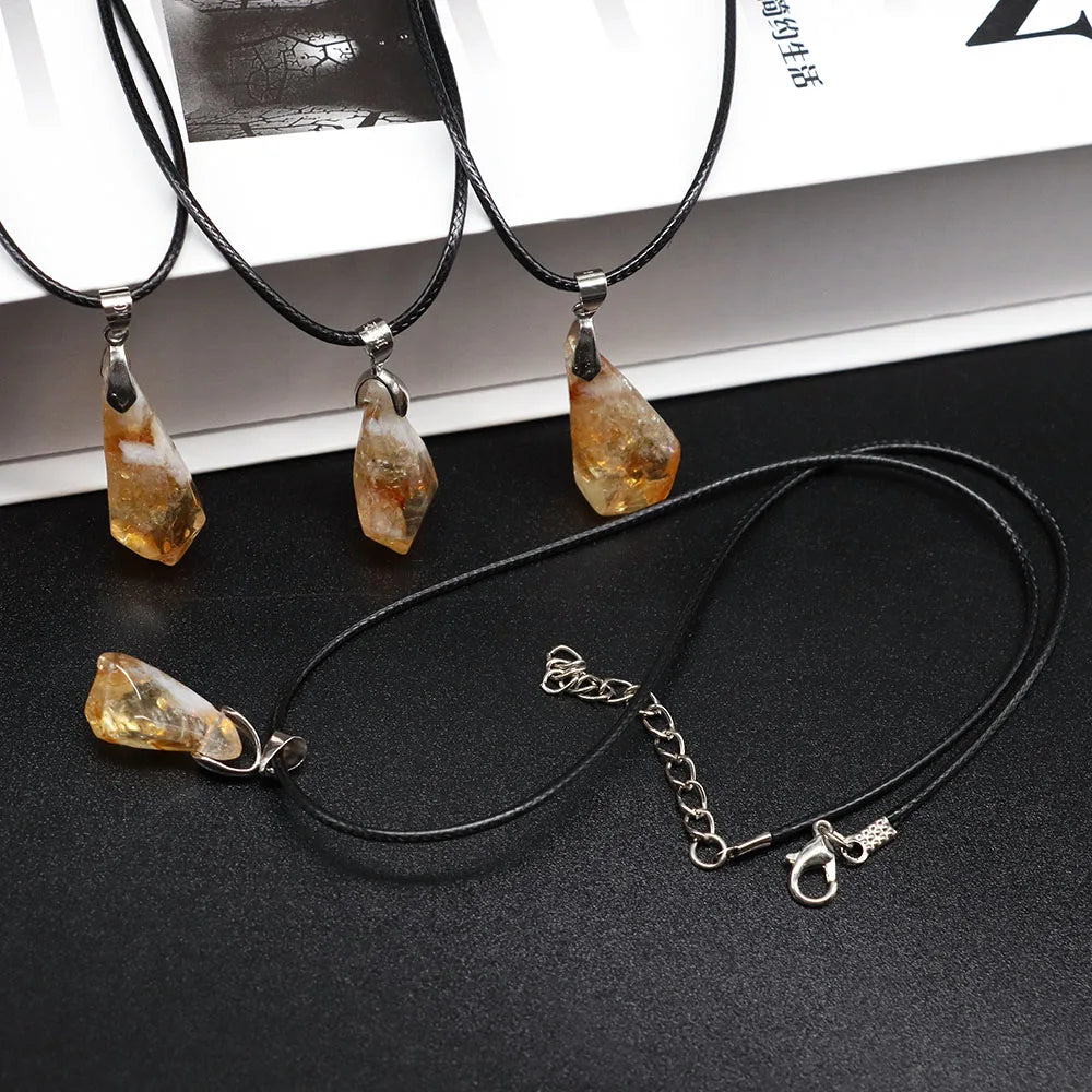 Polishing Brazil Citrine Charm Pendant Necklace Exquisite Natural Crystal Stone Gemstone Healing Reiki Enegry DIY Jewelry Making