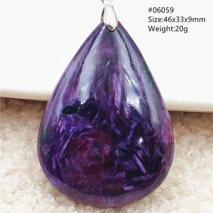 Natural Purple Charoite Water Drop Gemstone Pendant Women Men Charoite Bead Best Necklace Jewelry 925 Sterling Silver AAAAAA