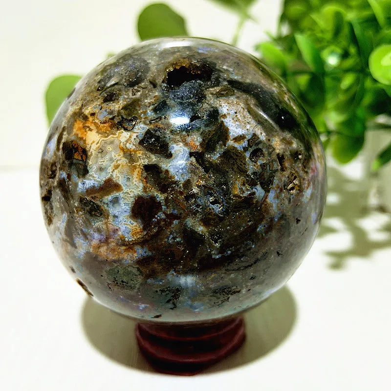 Natural Stone Pretty Ocean Jasper sphere Meditation Spirit Exorcism Feng Shui Crystal Ball Home Room Decoration Reiki Healing