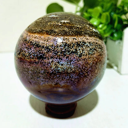 Natural Stone Pretty Ocean Jasper sphere Meditation Spirit Exorcism Feng Shui Crystal Ball Home Room Decoration Reiki Healing