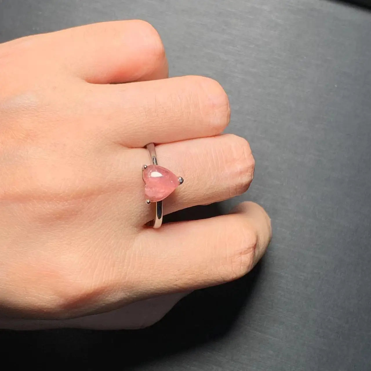 Heart Natural Rhodochrosite Ring Adjustable Female Ring Jewelry for Women Gift Wholesale High Quality Vintage Fine