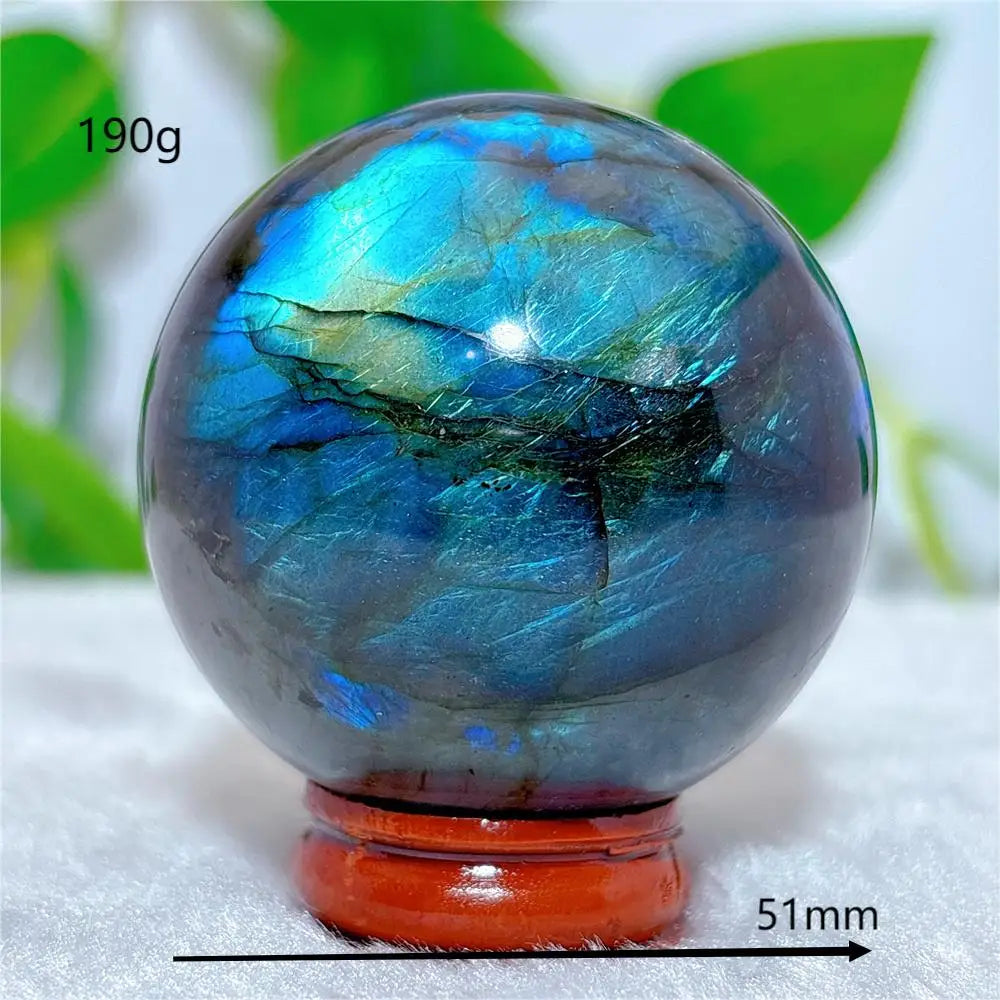 Labradorite Sphere Ball Crystal Natural Stone Quartz Home Decoration Minerals Reiki Craft Gemstone Energy Healing Love +Stand