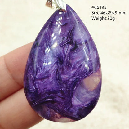 Natural Purple Charoite Water Drop Gemstone Pendant Women Men Charoite Bead Best Necklace Jewelry 925 Sterling Silver AAAAAA