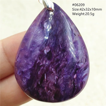 Natural Purple Charoite Water Drop Gemstone Pendant Women Men Charoite Bead Best Necklace Jewelry 925 Sterling Silver AAAAAA